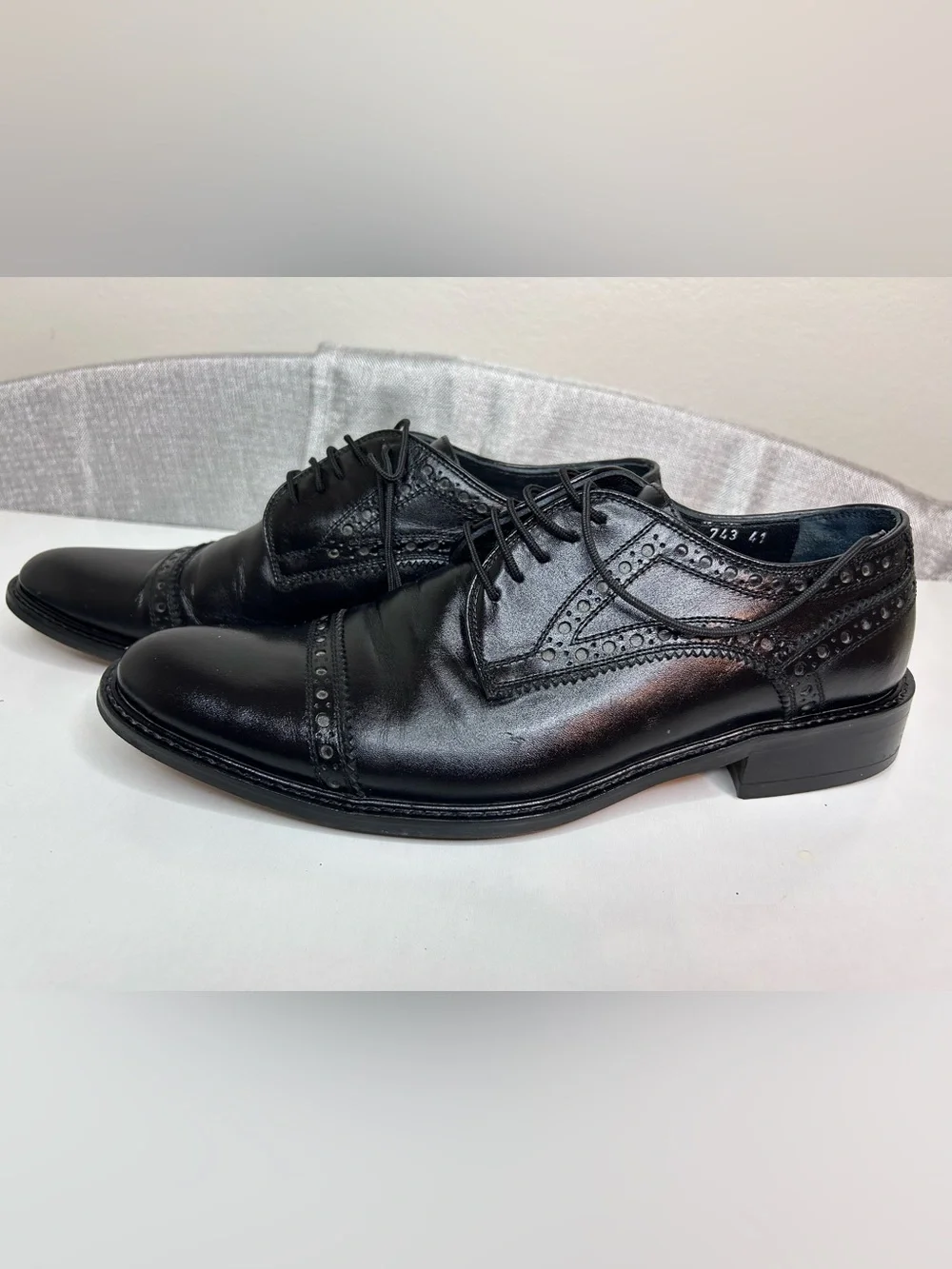 Beta Black Leather Cap Toe Oxford Dress Shoes EU 41 Worn Once